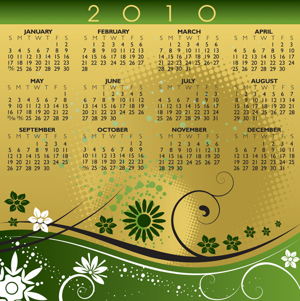 free vector 8 2010 calendar template vector